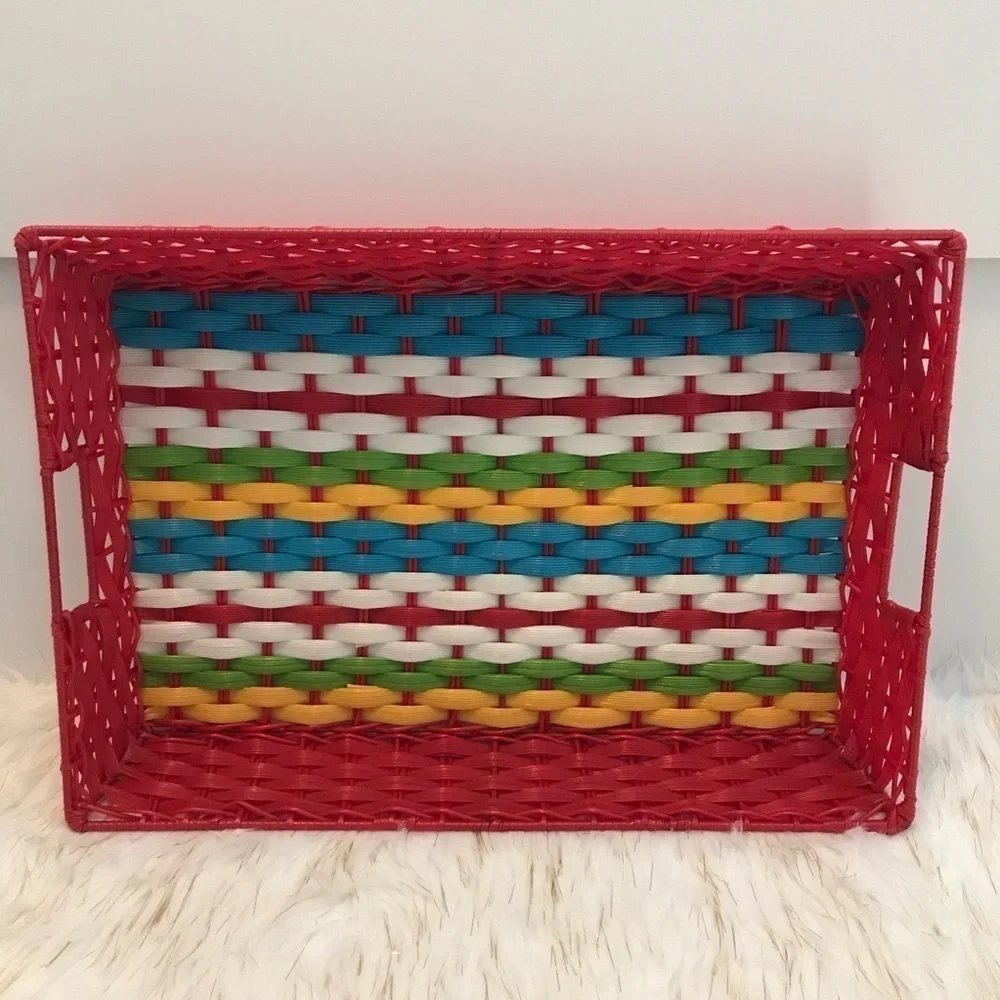 Fiesta Colorful Woven Plastic Tray/Basket